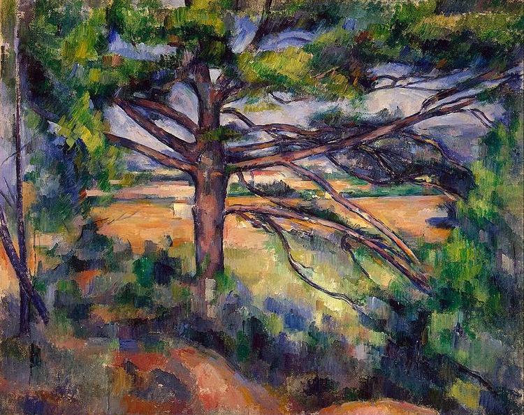Paul Cezanne Grobe Kiefer mit roten Feldern